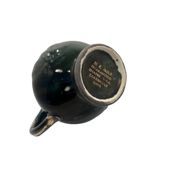 Hull emerald green drip glaze pitcher with eagle embossed, 6" - Picture 6 of 9